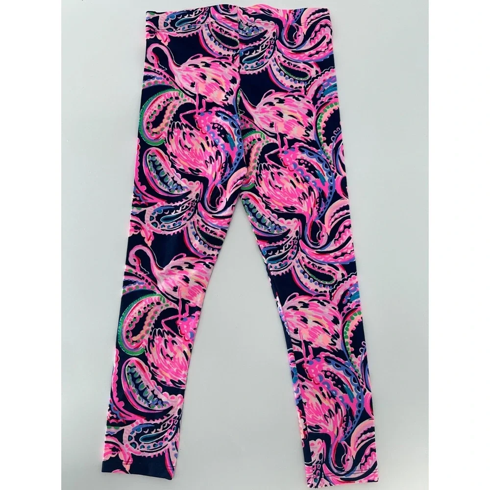 Lilly‎ Pulitzer Mini Weekender Leggings Girls M 6-7 Pink Flamingo Paisley NWOT